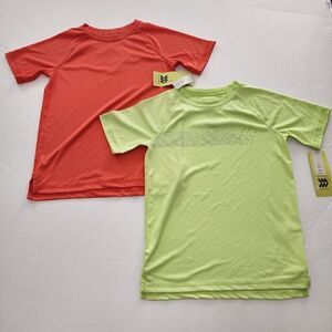 2 Boy's Short Sleeve Performance T-shirts All in Motion Orange & Lime Yellow